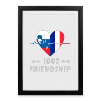 Slovenia and France 100% friendship - Framed poster (27 × 37 cm) - black - Front