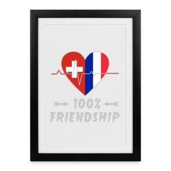 Schweiz und Frankreich 100% Freundschaft - Gerahmtes Poster (27 × 37 cm) - Schwarz - Vorne