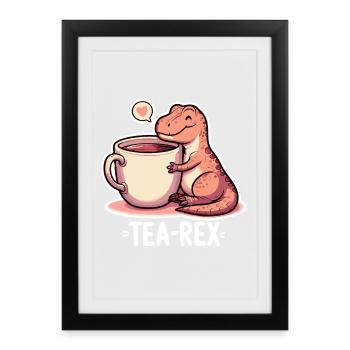 Thé Rex Thé Rex Cadeau de buveur de thé - Affiche encadrée (27 × 37 cm) - noir - Devant