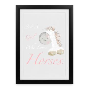 Juste une fille qui aime les chevaux en disant - Affiche encadrée (27 × 37 cm) - noir - Devant