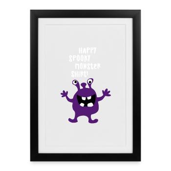 Monster happy spooky Halloween Zombie Trick Treat - Gerahmtes Poster (27 × 37 cm) - Schwarz - Vorne