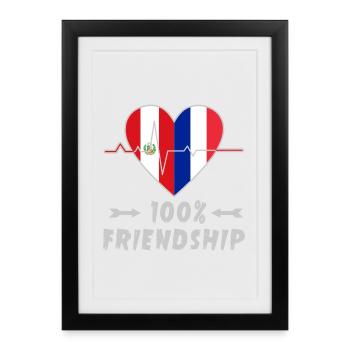 100 % amitié entre le Pérou et la France - Affiche encadrée (27 × 37 cm) - noir - Devant