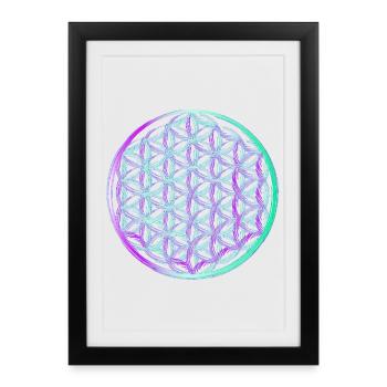Fleur de Vie - Affiche encadrée (27 × 37 cm) - noir - Devant