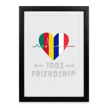 100 % amitié entre le Cameroun et la France - Affiche encadrée (27 × 37 cm) - noir - Devant
