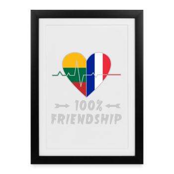 Lithuania and France 100% friendship - Framed poster (27 × 37 cm) - black - Front