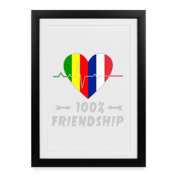 100 % amitié entre le Mali et la France - Affiche encadrée (27 × 37 cm) - noir - Devant