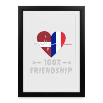 100 % amitié entre la Lettonie et la France - Affiche encadrée (27 × 37 cm) - noir - Devant