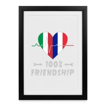 L'Italie et la France : une amitié à 100 % - Affiche encadrée (27 × 37 cm) - noir - Devant