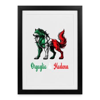 Le drapeau italien de la fierté de Modène - Affiche encadrée (27 × 37 cm) - noir - Devant