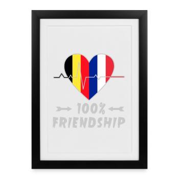La Belgique et la France, une amitié à 100 % - Affiche encadrée (27 × 37 cm) - noir - Devant