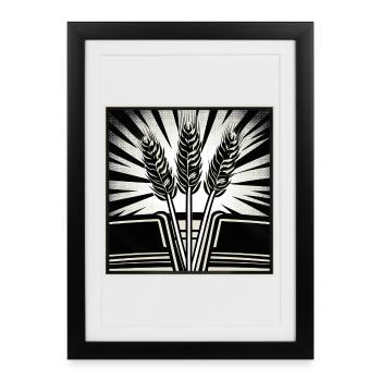 3 épis de blé - Affiche encadrée (27 × 37 cm) - noir - Devant