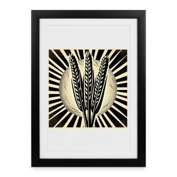 3 épis de blé - Affiche encadrée (27 × 37 cm) - noir - Devant