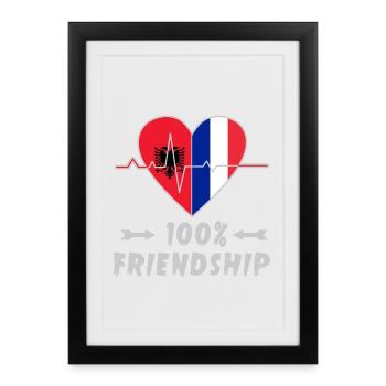 L'Albanie et la France : amitié à 100 % - Affiche encadrée (27 × 37 cm) - noir - Devant