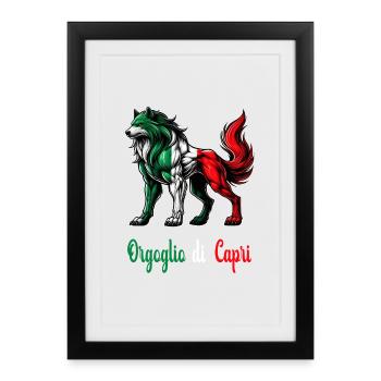 Le drapeau italien de la fierté de Capri - Affiche encadrée (27 × 37 cm) - noir - Devant