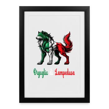 Le drapeau italien de la fierté de Lampedusa - Affiche encadrée (27 × 37 cm) - noir - Devant