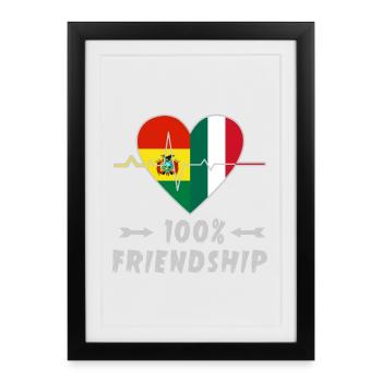 100 % amitié entre la Bolivie et l'Italie - Affiche encadrée (27 × 37 cm) - noir - Devant