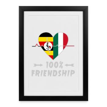 L'Ouganda et l'Italie : amitié à 100 % - Affiche encadrée (27 × 37 cm) - noir - Devant