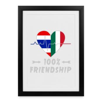 Thailand und Italien 100% Freundschaft - Gerahmtes Poster (27 × 37 cm) - Schwarz - Vorne