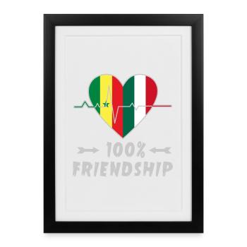 100 % amitié entre le Sénégal et l'Italie - Affiche encadrée (27 × 37 cm) - noir - Devant