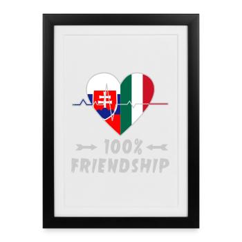 La Slovaquie et l'Italie : amitié à 100 % - Affiche encadrée (27 × 37 cm) - noir - Devant