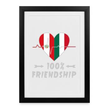 100 % amitié entre le Pérou et l'Italie - Affiche encadrée (27 × 37 cm) - noir - Devant