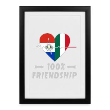 Le Paraguay et l'Italie : amitié à 100 % - Affiche encadrée (27 × 37 cm) - noir - Devant