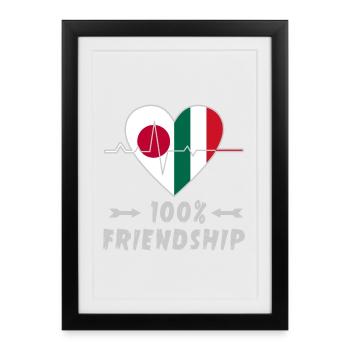 Le Japon et l'Italie : une amitié à 100 % - Affiche encadrée (27 × 37 cm) - noir - Devant