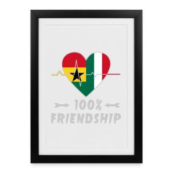 100 % amitié entre le Ghana et l'Italie - Affiche encadrée (27 × 37 cm) - noir - Devant