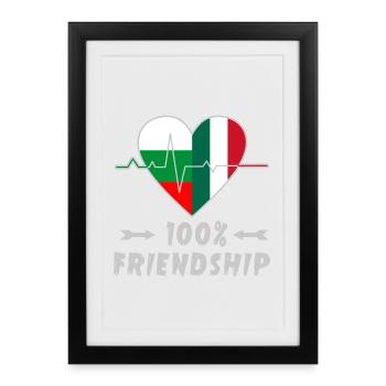 La Bulgarie et l'Italie : amitié à 100 % - Affiche encadrée (27 × 37 cm) - noir - Devant