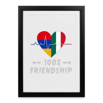 L'Arménie et l'Italie : amitié à 100 % - Affiche encadrée (27 × 37 cm) - noir - Devant