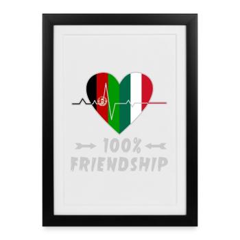 L'Afghanistan et l'Italie : amitié à 100 % - Affiche encadrée (27 × 37 cm) - noir - Devant