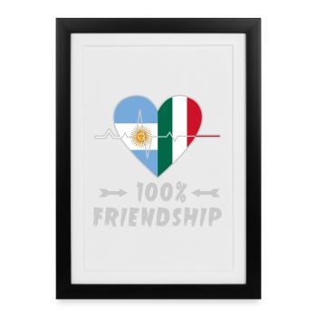 100 % amitié entre l'Argentine et l'Italie - Affiche encadrée (27 × 37 cm) - noir - Devant