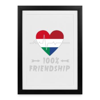 Hungary and Netherlands 100% friendship - Framed poster (27 × 37 cm) - black - Front