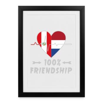 100 % amitié entre le Pérou et les Pays-Bas - Affiche encadrée (27 × 37 cm) - noir - Devant