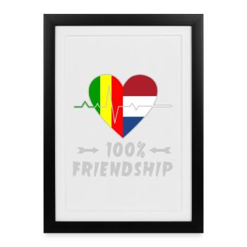 100 % amitié entre le Mali et les Pays-Bas - Affiche encadrée (27 × 37 cm) - noir - Devant