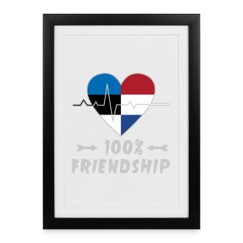 Estonia and the Netherlands 100% friendship - Framed poster (27 × 37 cm) - black - Front