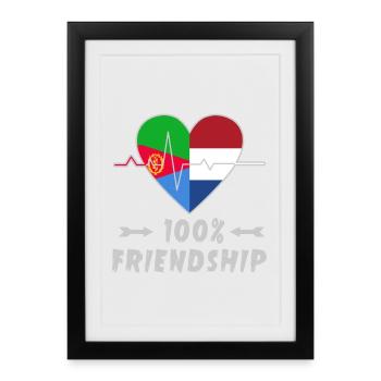 100 % amitié entre l'Érythrée et les Pays-Bas - Affiche encadrée (27 × 37 cm) - noir - Devant