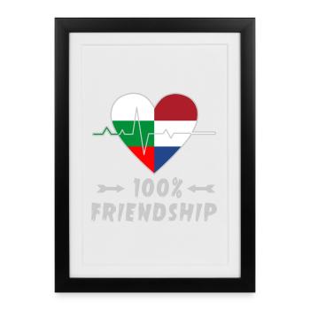 Bulgaria and the Netherlands 100% friendship - Framed poster (27 × 37 cm) - black - Front