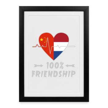 La Chine et les Pays-Bas : amitié à 100 % - Affiche encadrée (27 × 37 cm) - noir - Devant