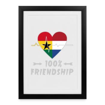 100 % amitié entre le Ghana et les Pays-Bas - Affiche encadrée (27 × 37 cm) - noir - Devant