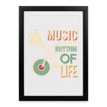 La musique est le rythme de la vie - Affiche encadrée (27 × 37 cm) - noir - Devant