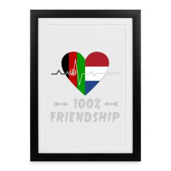 L'Afghanistan et les Pays-Bas : amitié à 100 % - Affiche encadrée (27 × 37 cm) - noir - Devant
