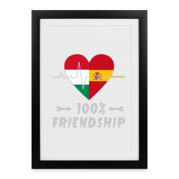 Hungary and Spain 100% friendship - Framed poster (27 × 37 cm) - black - Front