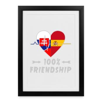 La Slovaquie et l'Espagne : amitié à 100 % - Affiche encadrée (27 × 37 cm) - noir - Devant