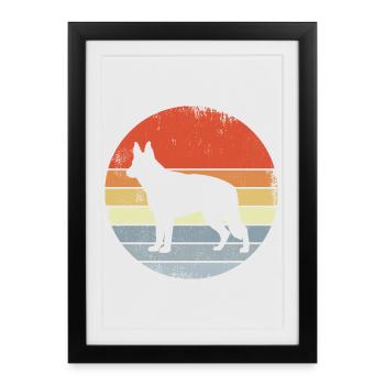 Berger allemand vintage - Affiche encadrée (27 × 37 cm) - noir - Devant