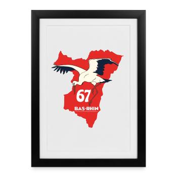 Bas-Rhin - Affiche encadrée (27 × 37 cm) - noir - Devant