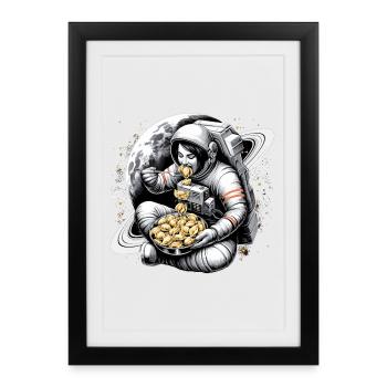 Astronaute Astronaute Pelmeni Cadeau délicieux - Affiche encadrée (27 × 37 cm) - noir - Devant