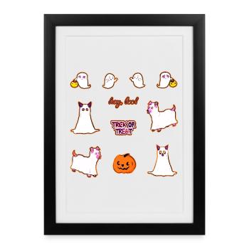 Trick or Treat - Esprits d’animaux de dessin animé mignons - Affiche encadrée (27 × 37 cm) - noir - Devant
