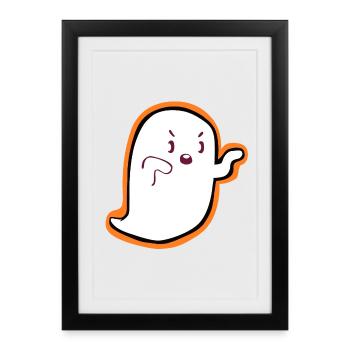 Fantôme Kawaii - Design mignon d’Halloween - Affiche encadrée (27 × 37 cm) - noir - Devant