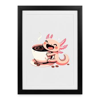 Tasse à café Axolotl Cadeau - Affiche encadrée (27 × 37 cm) - noir - Devant